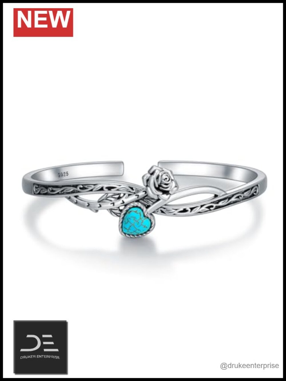 Sterling Silver Turquoise Cuff Bracelet Adjustable Boho Gift for Women